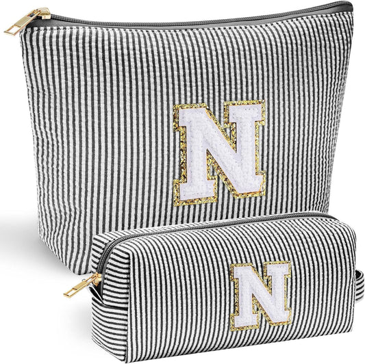 YOOLIFE Cute Makeup Bag for Women, Personalized Women Gifts Makeup Pouch for Girlfriend Bridesmaid Wife | Cosmetic Travel Toiletry Bag for Her Mom | Birthday Gift Idea for Friend Female Sister Black N - Roamly