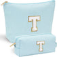 YOOLIFE Initial Makeup Bag for Women Girls - Skin Care for Teens 10-12 | Make Up Bag | Gifts for Women | Graduation Gifts | Mothers Day Gifts | Tween Girls Trendy Stuff Spring Break Essentials T - Roamly