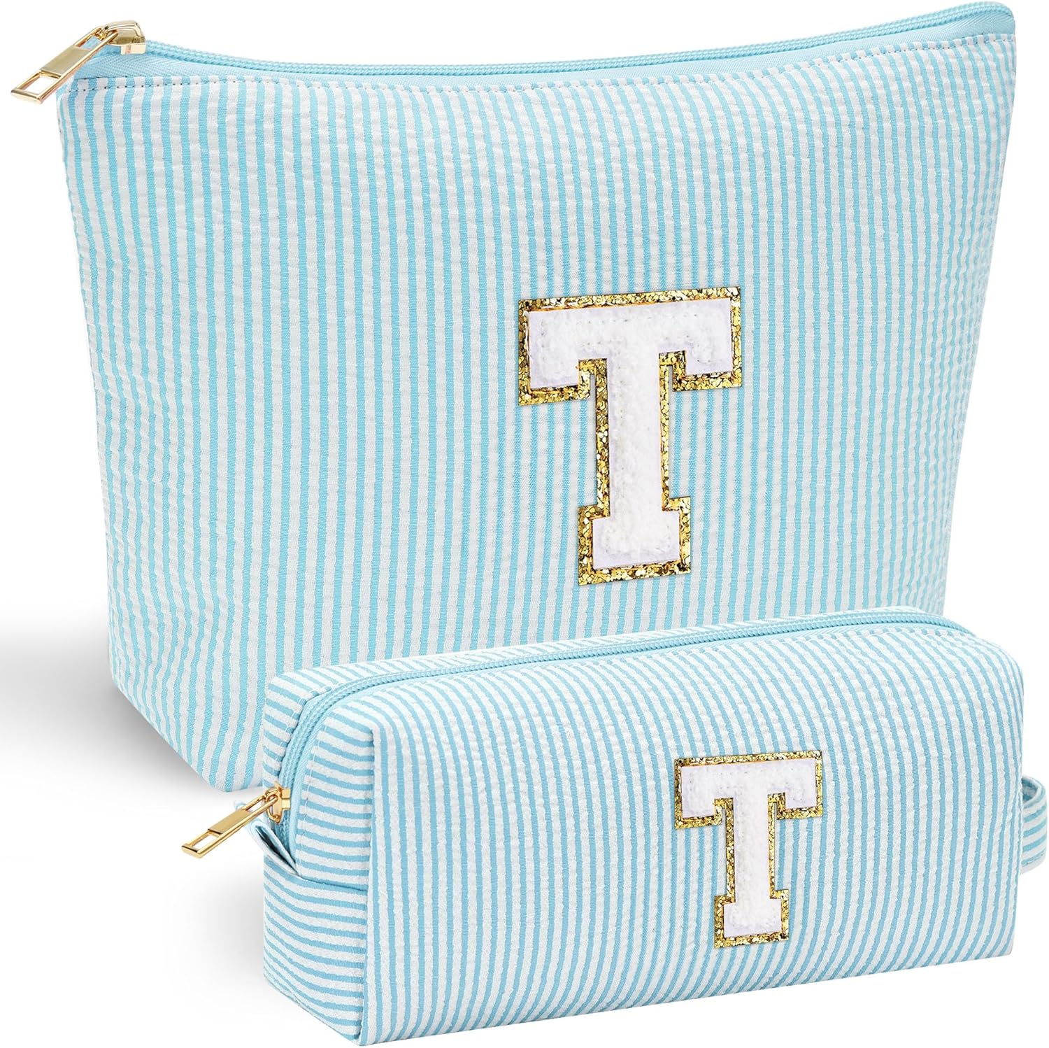 YOOLIFE Initial Makeup Bag for Women Girls - Skin Care for Teens 10-12 | Make Up Bag | Gifts for Women | Graduation Gifts | Mothers Day Gifts | Tween Girls Trendy Stuff Spring Break Essentials T - Roamly