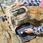 Fishing Backpack with Tackle Boxes and Rod Holders 40L; Plus Rain Cover, Padded Back Support, Insulated Front Pocket for Hot/Cold Lunch, Water Bottle Holder (Force Khaki)