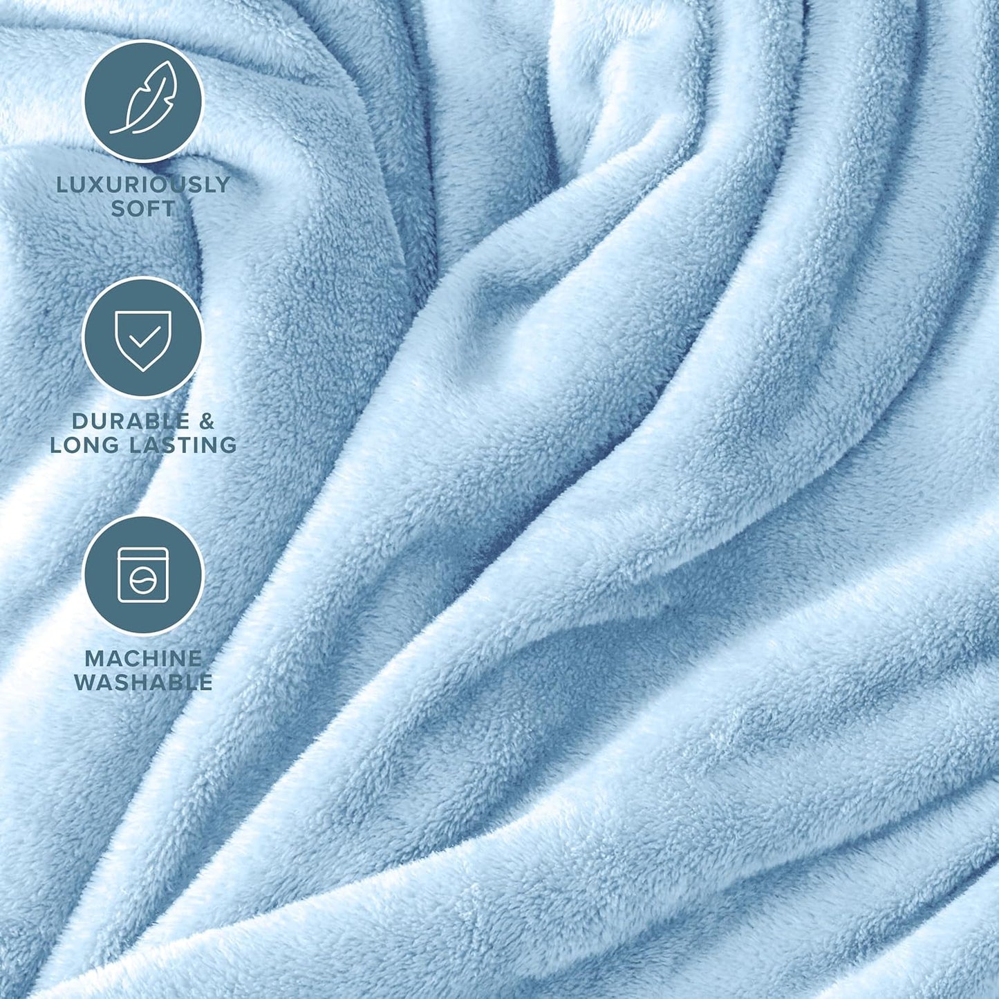 Bare Home Fleece Blanket - Throw/Travel - Ultra-Soft Lightweight for Bed, Sofa, and Couch - Luxury Microplush - Cozy Warm Blanket (Throw/Travel, Light Blue)