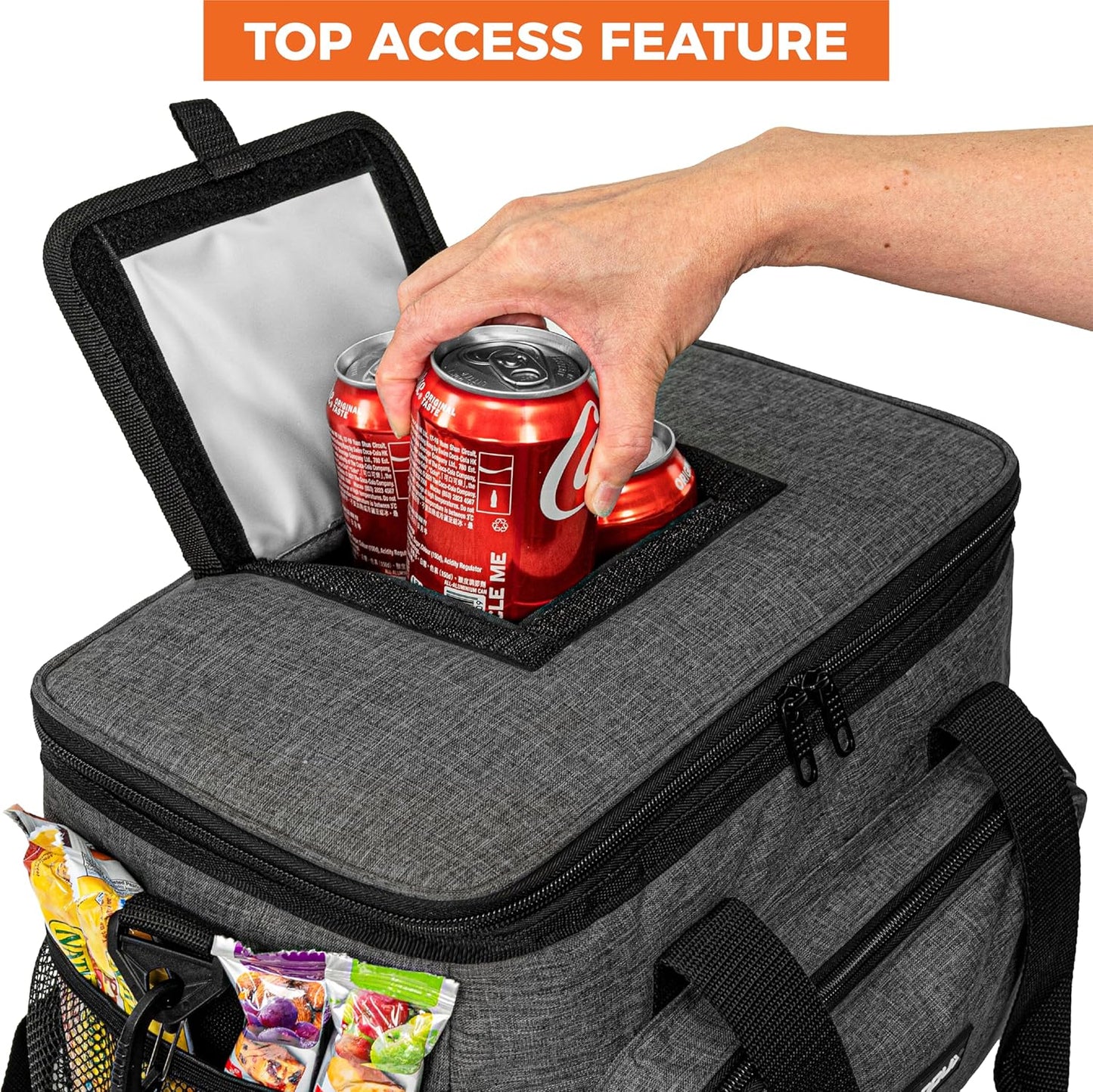 OPUX Soft Cooler Bag, Insulated Collapsible Lunch Cooler Tote for Men Work Camping Beach Travel, Portable Soft Sided Leakproof Waterproof Large Lunch Bag Box with Shoulder Strap 30 Cans, Charcoal Gray