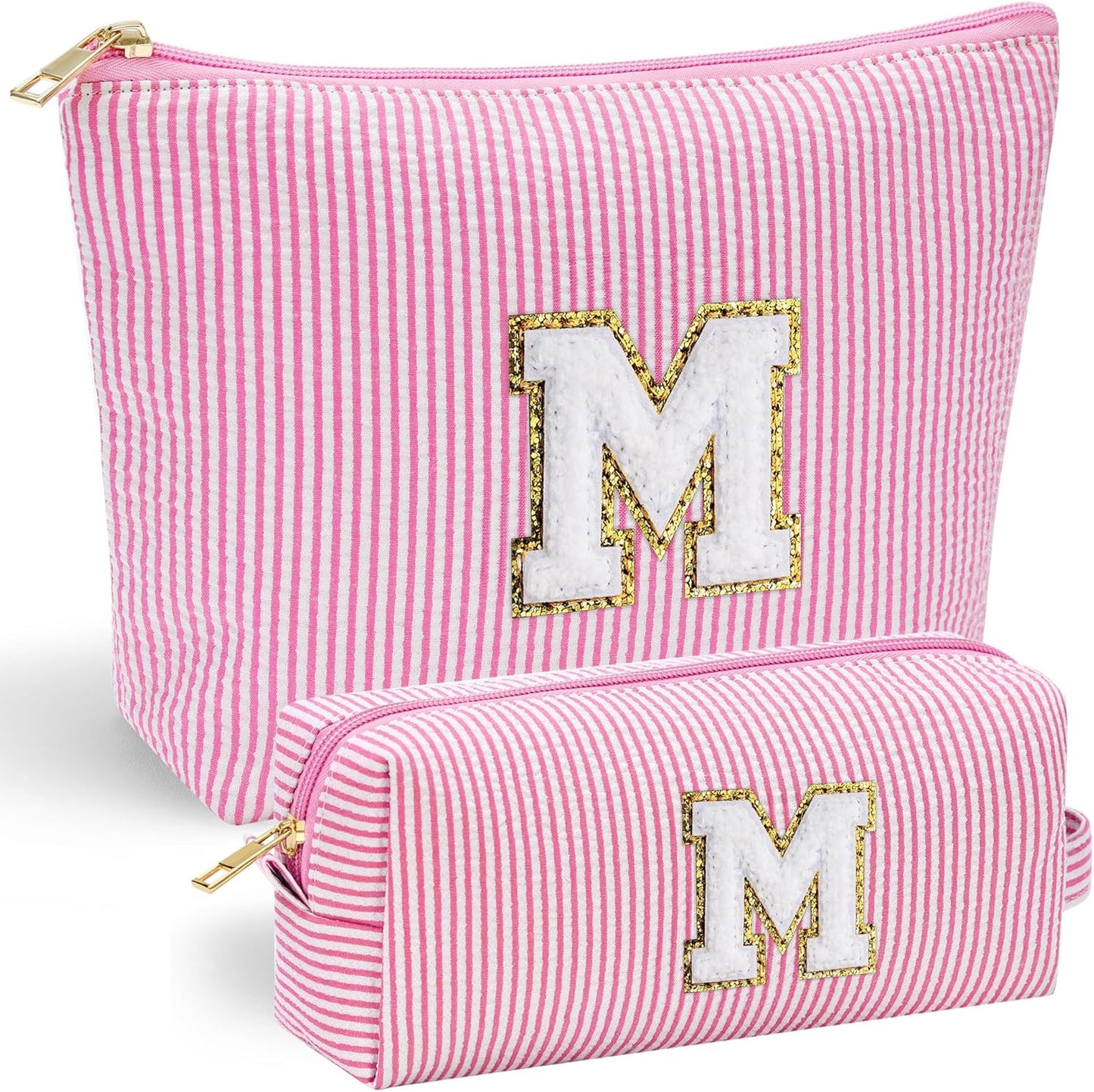 YOOLIFE Mothers Day Gifts for Women Girls- Pink Preppy Makeup Bag Best Friend Birthday Gifts Graduation Teacher Gifts Wedding Gifts Bridesmaid Gifts Daughter Teacher Wife Gifts Teen Girl Gifts M - Roamly