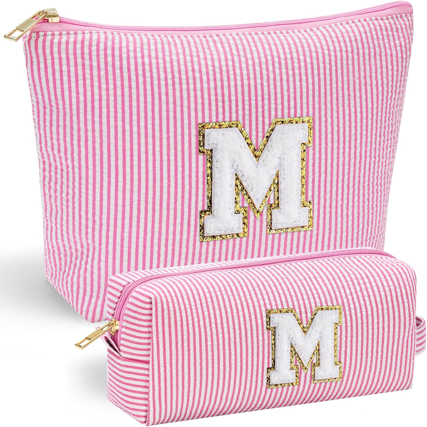 YOOLIFE Mothers Day Gifts for Women Girls- Pink Preppy Makeup Bag Best Friend Birthday Gifts Graduation Teacher Gifts Wedding Gifts Bridesmaid Gifts Daughter Teacher Wife Gifts Teen Girl Gifts M - Roamly