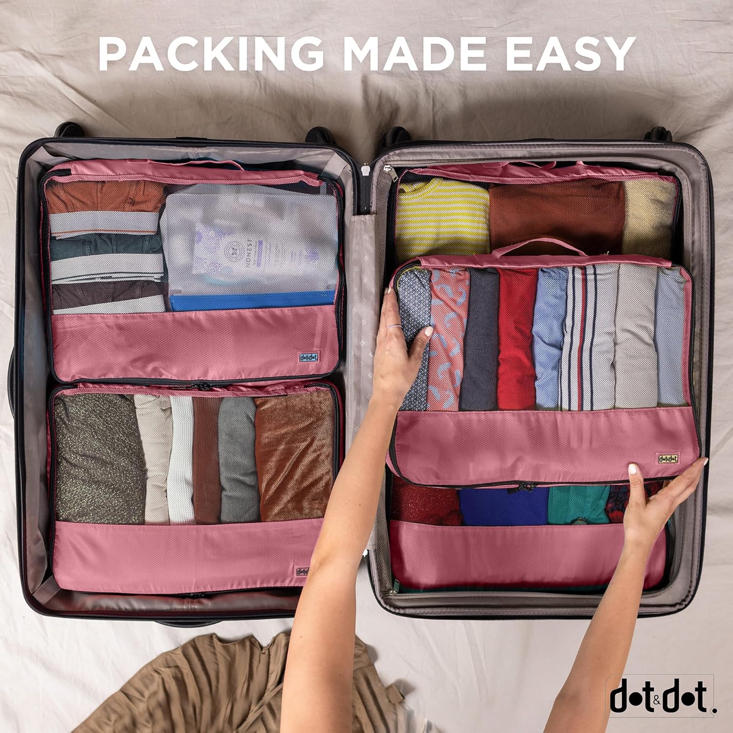 Large Packing Cubes for Suitcases - 5 Pcs set of Packing Cubes for Travel Carry on Suitcase Organizer Bags - Travel Cubes Organizer Bags for Luggage - Roamly