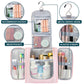 PAVILIA Toiletry Bag Travel Bag for Women Men, Hanging Cosmetic Organizer, Water Resistant Makeup Bag for Accessories Toiletries, Large Travel Essentials Kit (Pink Stripe)