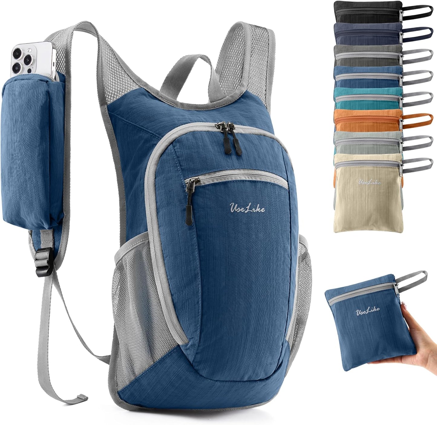 10L Small Hiking Backpack Travel Daypack Lightweight Packable Back Pack for Women Men(Navy Blue) - Roamly