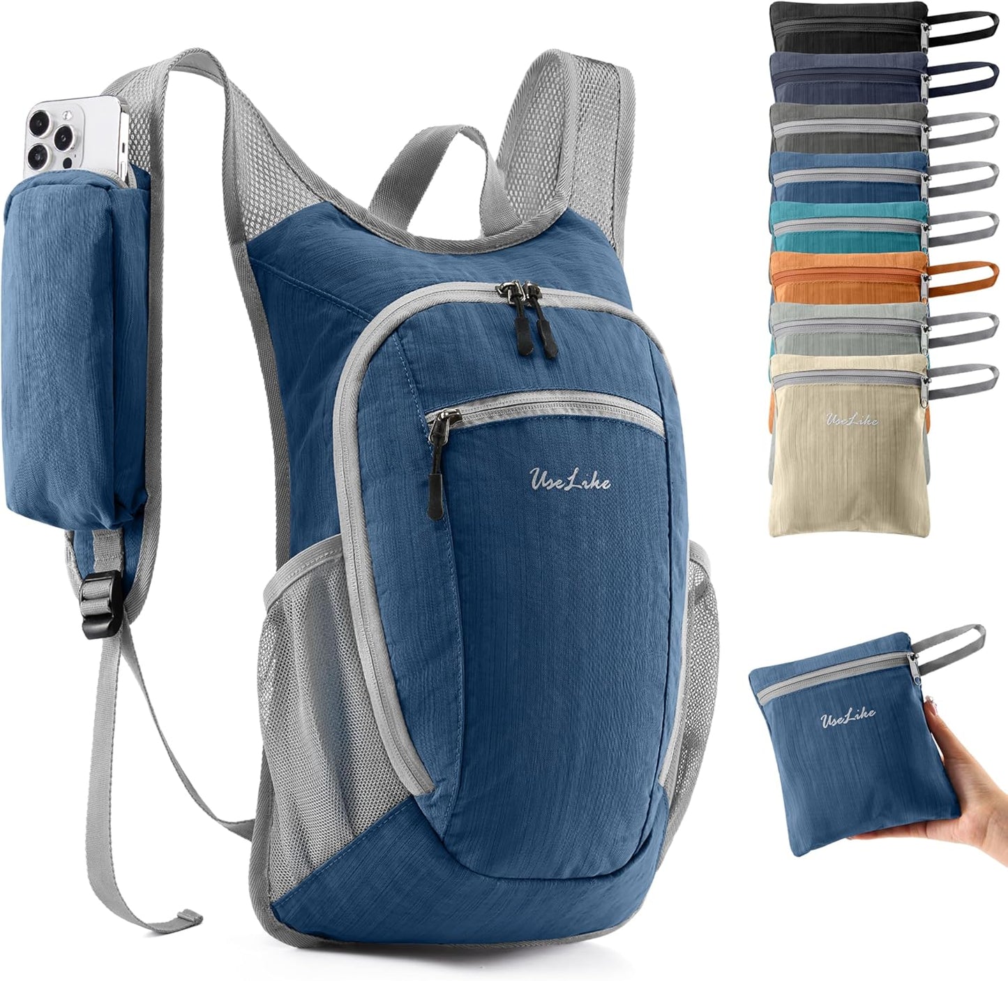 10L Small Hiking Backpack Travel Daypack Lightweight Packable Back Pack for Women Men(Navy Blue) - Roamly