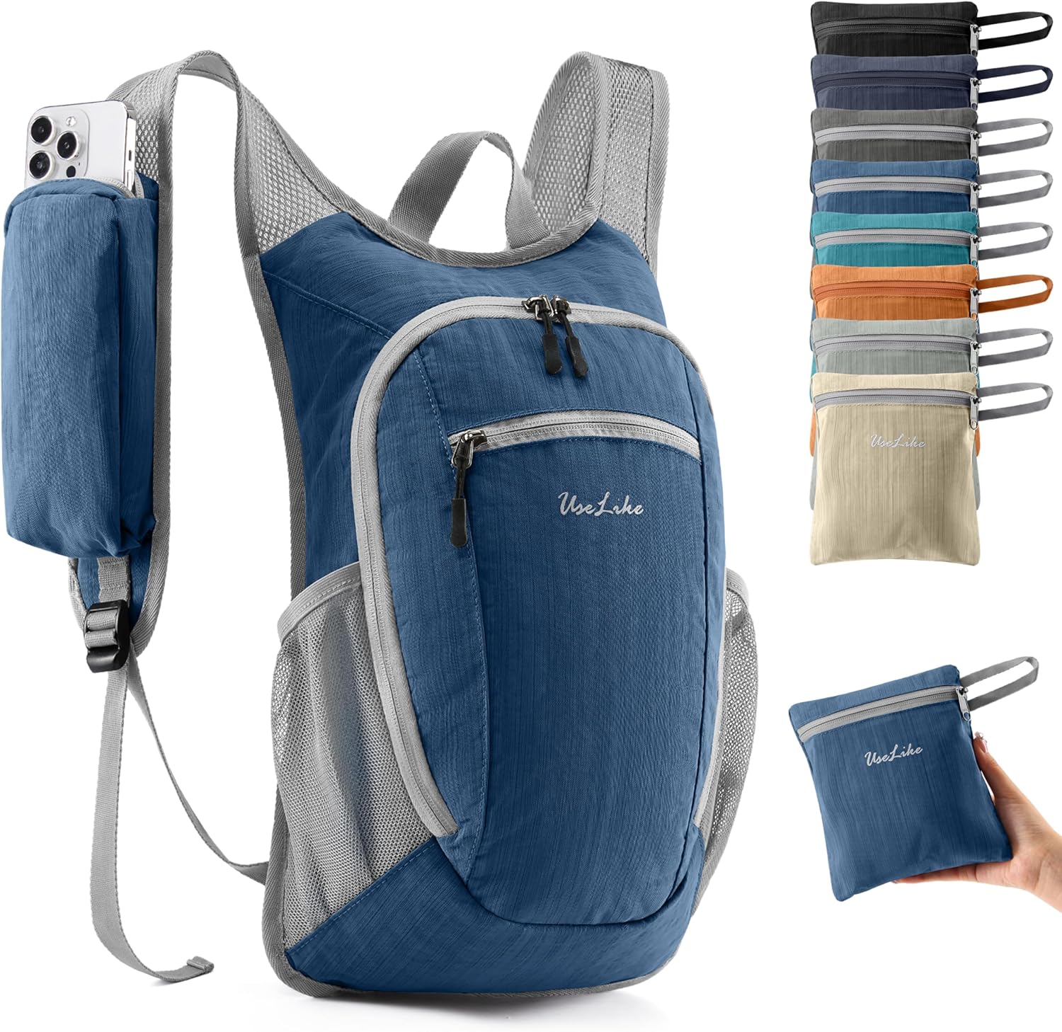 10L Small Hiking Backpack Travel Daypack Lightweight Packable Back Pack for Women Men(Navy Blue) - Roamly