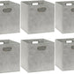 SIMPLE HOUSEWARE 11-Inch Collapsible Fabric Cube Storage Bin with Handles, Printed Design, 6 Pack, Gray