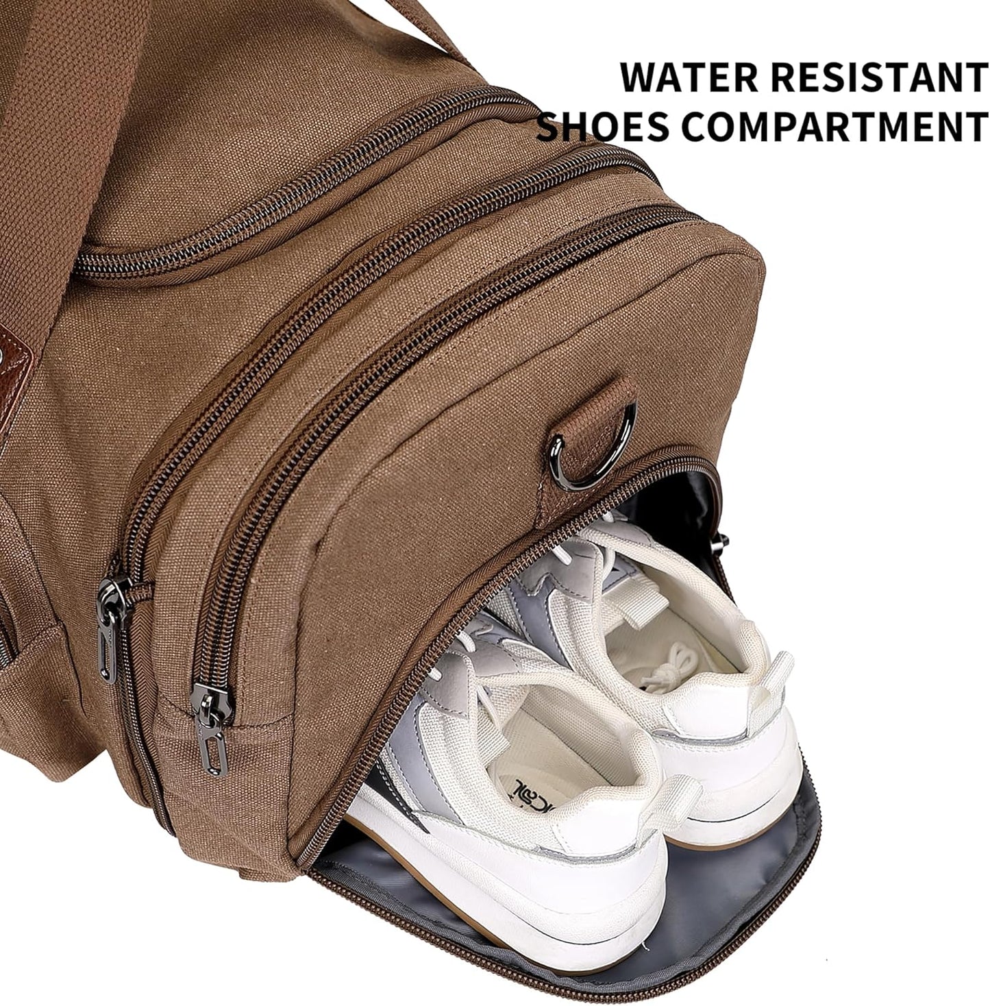 WITZMAN Mens Duffle Bags for Traveling Canvas Weekender Travel Bag Expandable Overnight Bag Carry on Bag(A8007 Brown) - Roamly
