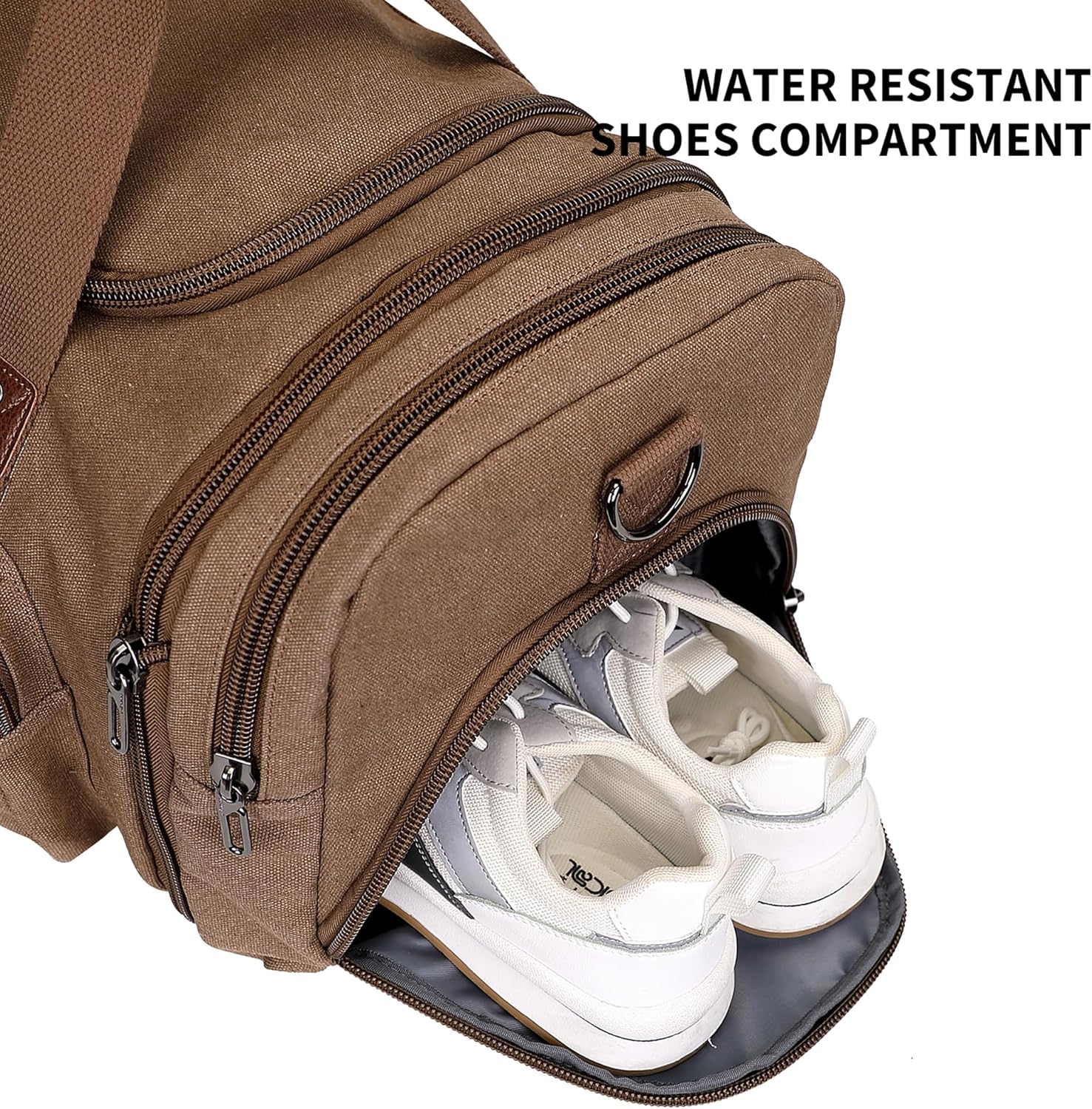 WITZMAN Mens Duffle Bags for Traveling Canvas Weekender Travel Bag Expandable Overnight Bag Carry on Bag(A8007 Brown) - Roamly