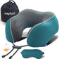 napfun Neck Pillow for Traveling, Upgraded Travel Neck Pillow for Airplane 100% Pure Memory Foam Travel Pillow for Flight Headrest Sleep, Portable Plane Accessories, Teal Set, Medium (120-200LB)