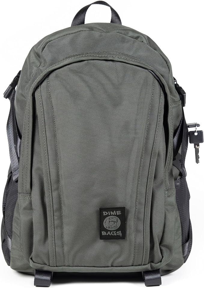 DIME BAGS Odor Blocking Backpack with Lock, Water-Resistant, Anti Theft Bag, Lockable Travel Backpack with Padded Shoulder Straps, Spill Proof Zippers, Transporter (Green)