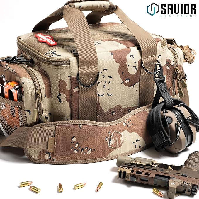 Savior Equipment Specialist Series Tactical Triple Pistol Shooting Range Hunting Duffle Bag Gun Carrying Case, Rigid Compartment Frame, Lockable Zippers