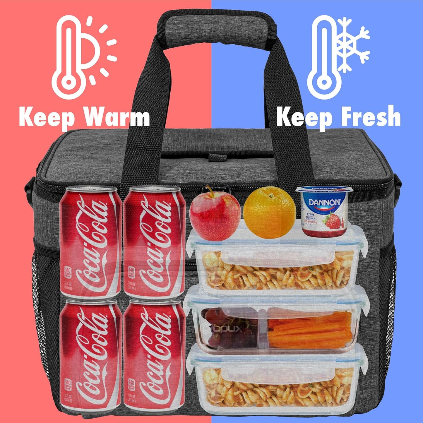 OPUX Soft Cooler Bag, Insulated Collapsible Lunch Cooler Tote for Men Work Camping Beach Travel, Portable Soft Sided Leakproof Waterproof Large Lunch Bag Box with Shoulder Strap 40 Cans, Charcoal Gray