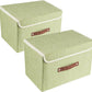 TYEERS Collapsible Storage Boxes, Washable Fabric Storage Bins with Lids, 14.9x9.8x9.8 inches, 2 Pack, Green