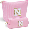 YOOLIFE Cute Makeup Bag for Women - Personalized Women Gifts Pink Makeup Pouch for Girlfriend Bridesmaid Wife | Cosmetic Travel Toiletry Bag for Her Mom | Birthday Gift Idea for Friend Female Sister N - Roamly