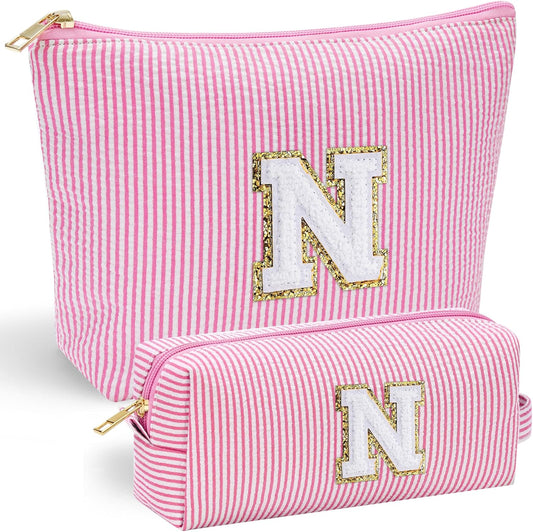 YOOLIFE Cute Makeup Bag for Women - Personalized Women Gifts Pink Makeup Pouch for Girlfriend Bridesmaid Wife | Cosmetic Travel Toiletry Bag for Her Mom | Birthday Gift Idea for Friend Female Sister N - Roamly