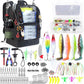 Fishing Backpack with Tackle Boxes,45L Large Tackle Bag with Cooler & Fishing Gear Kit,Waterproof Tackle Backpack for Gift with Fishing Lures, Fishing Pliers,Black