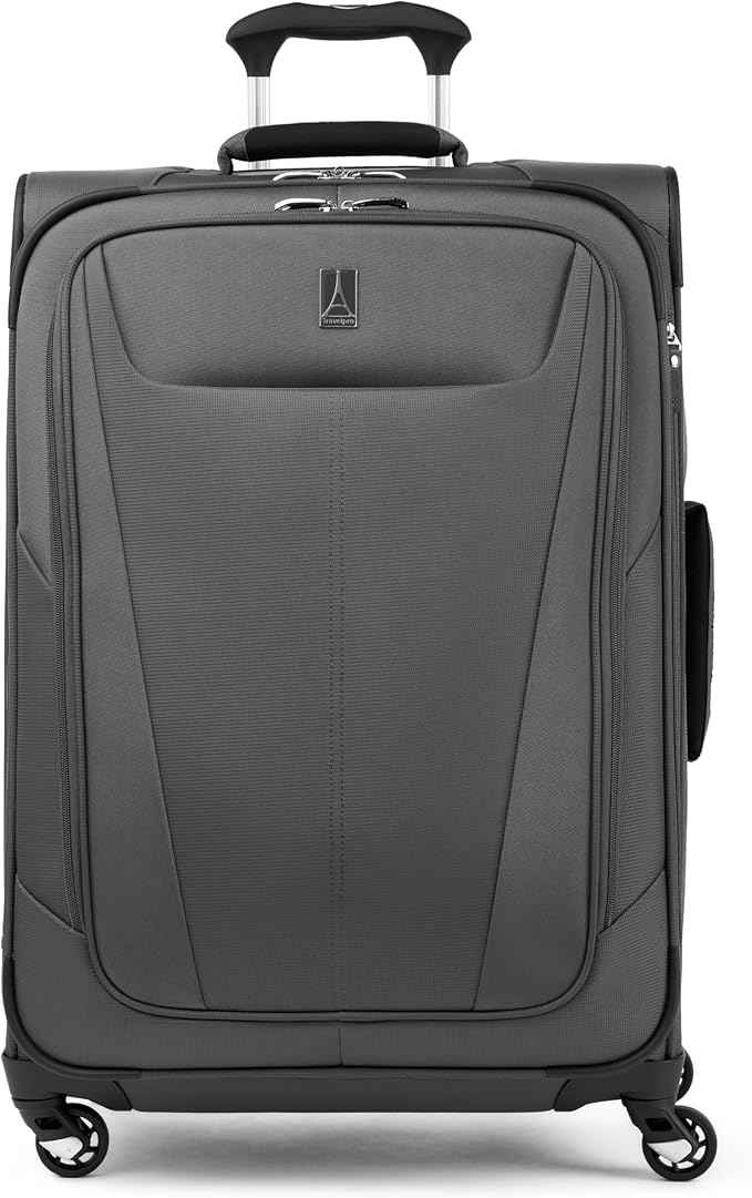 Travelpro Maxlite 5 Softside Expandable Luggage with 4 Spinner Wheels, Lightweight Suitcase, Men and Women, Shadow Grey, Checked-Medium 25-Inch