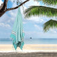 HILLFAIR Cotton Turkish Beach Towels, Quick Dry Lightweight Sand Free Peshtemal Towel for Bath Swim Yoga Pool Travel, Beach Accessories, Oversized Cotton Turkish Towel (39 x 72 inch- 4 Pack Aqua Grey)