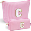 YOOLIFE Preppy Makeup Bag for Women - Personalized Cute Makeup Pouch for Girlfriend Bridesmaid Wife | Cosmetic Travel Toiletry Bag for Friend | Birthday Gift Idea for Her Mom Preppy Stuff Pink C - Roamly