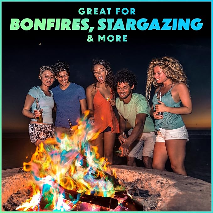Magical Flames Fire Color Packets (12 Pack), Vibrant Multi-Color Fire for Fire Pits, Campfires, Bonfires & Fireplaces - Camping Essentials & Outdoor Party Accessories