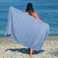 HILLFAIR Cotton Turkish Beach Towels, Quick Dry Lightweight Sand Free Peshtemal Towel for Bath Swim Yoga Spa Travel, Beach Accessories, Oversized Cotton Turkish Towels (39 x 72 inch- 4 Pack Blue)