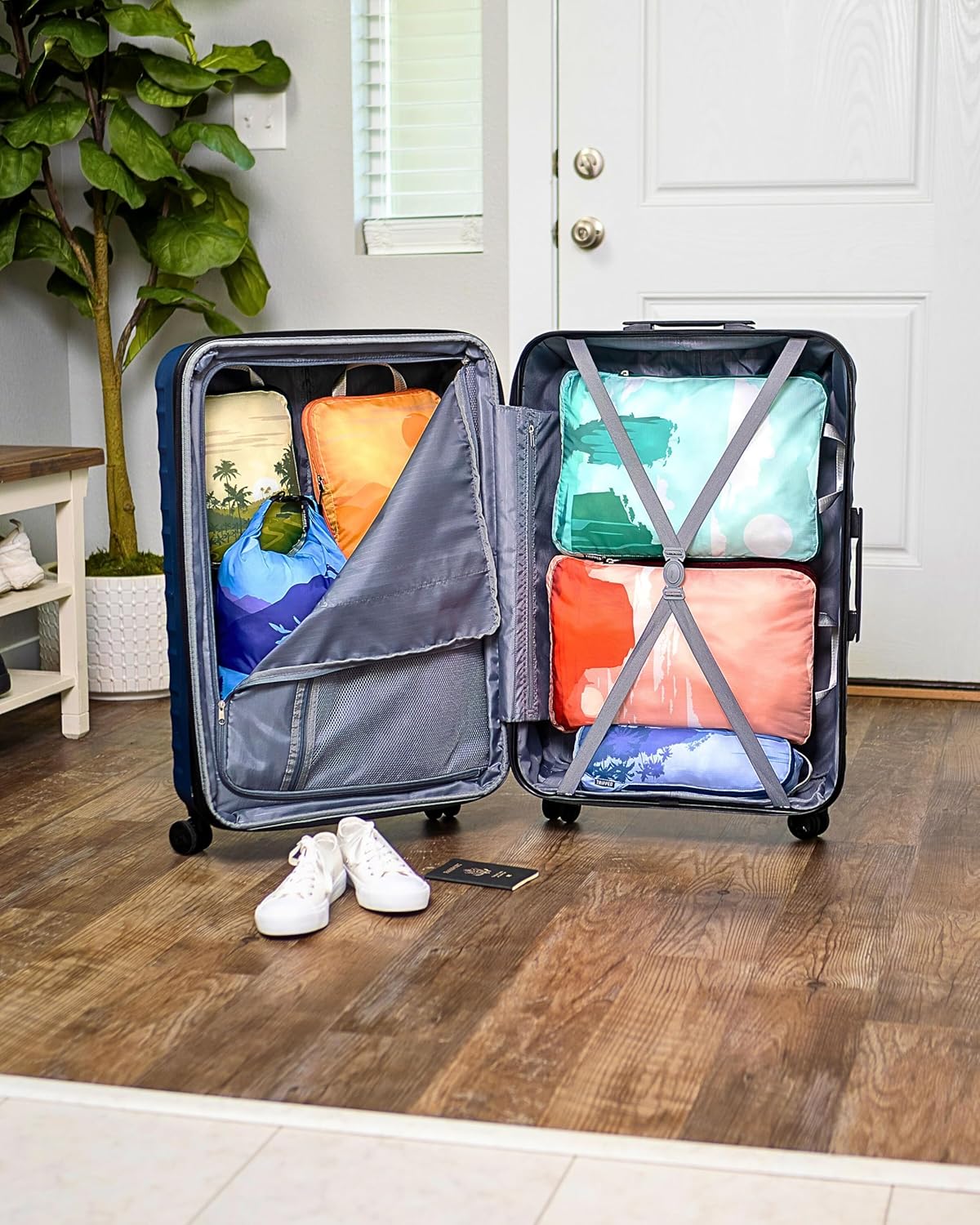 Large Compression Packing Cubes for Travel-Packing Cube Luggage Organizers 7 Piece Set for Checked Luggage-Ultralight, Expandable/Compression Bags by TRIPPED Travel Gear (Landscape) - Roamly