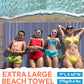 Turkish Beach Towel - 40x71 Inch Oversized Sand Resistant Prewashed Cotton Towel - Quick Drying, Compact, Lightweight for Beach, Bath, Pool, Gym, Yoga
