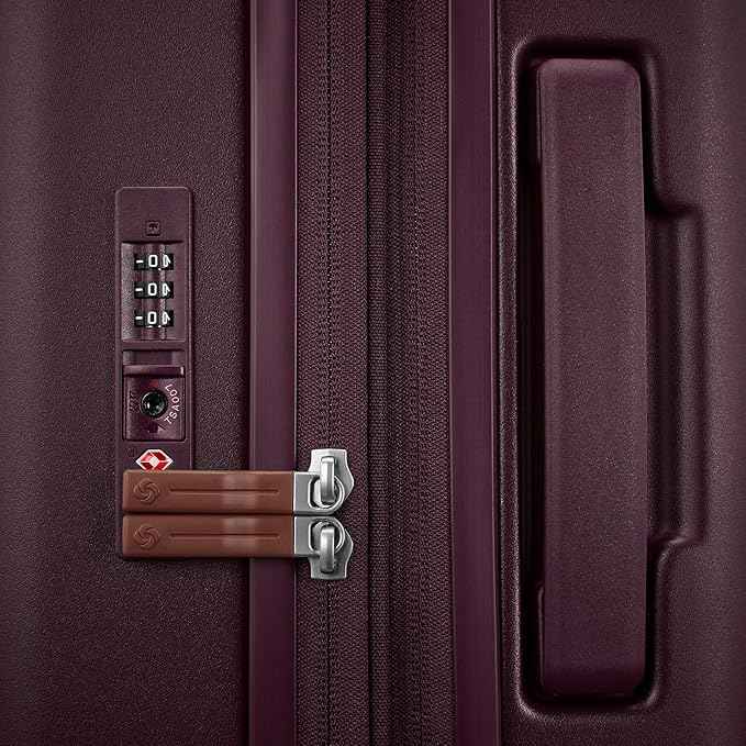 Virtuosa Hardside 21 Inch Carry On Luggage - Airline Approved with 360° Spinner Wheels, RightHeight™ Adjustable Handle - Zippered WetPak™ - TSA Lock - Expandable Light Polycarbonate Shell - Merlot