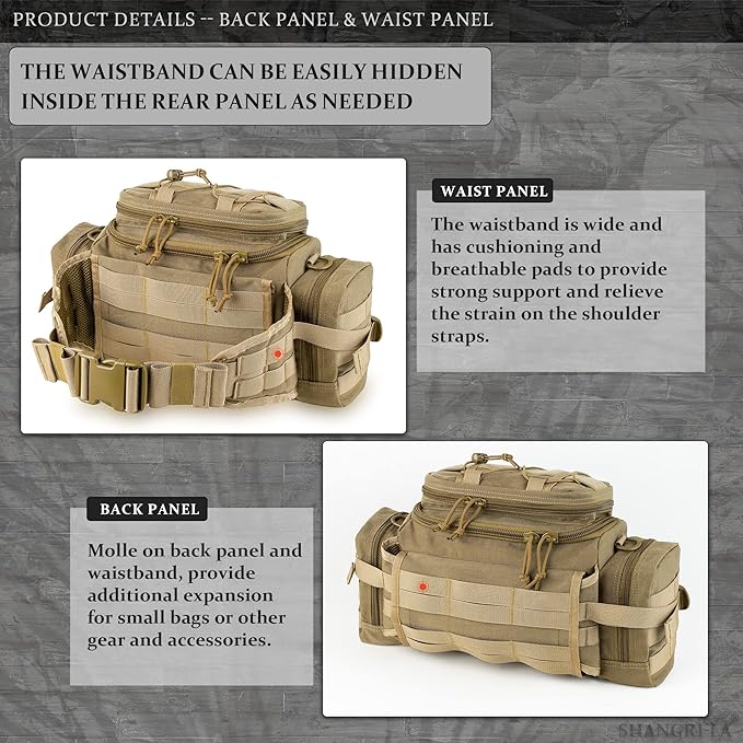 SHANGRI-LA Tactical Range Bag Outdoor Sling Backpack Hiking Fanny Waist Pack