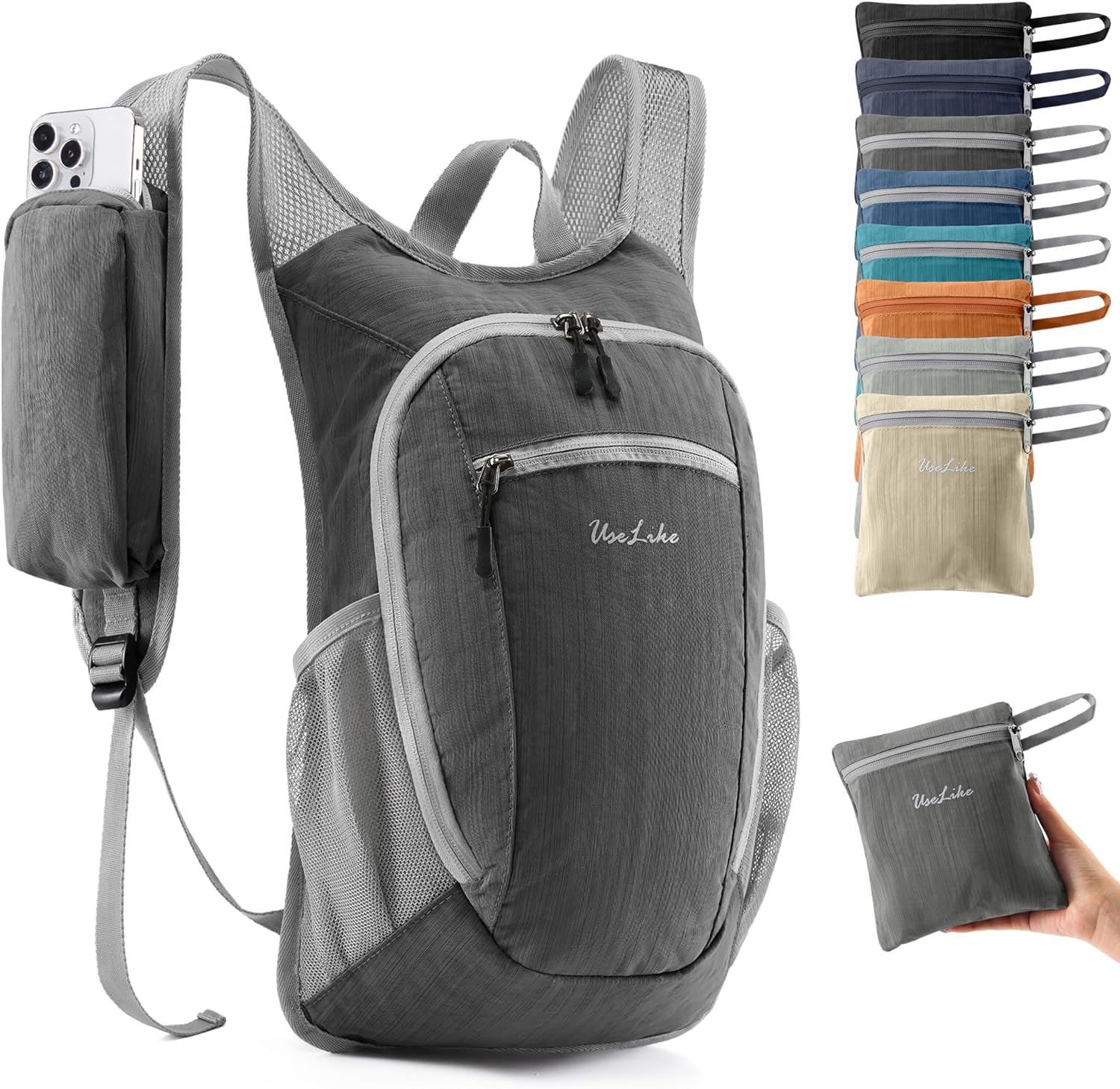 10L Small Hiking Backpack Travel Daypack Lightweight Packable Back Pack for Women Men(Iron Grey) - Roamly