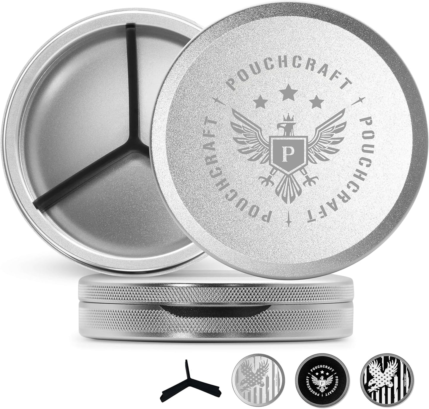 Metal Pouch Can | Metal Container | Slim EDC Pocket Tin | Airtight & Moisture-Resistant | Compact Daily Organizer | Pill Case & Travel Tin | Father’s Day Gift for Dad | (Insignia Ed, Silver, Tall)