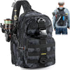 PLUSINNO Fishing Backpack, Fishing Bag, Waterproof Fishing Sling Tackle Bag For Fishing Gear With Rod Holder, Fishing Gifts for Men