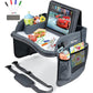 Kids Travel Tray with Dry Erase Board, Travel Tray for Kids Car Seat, Carseat Table Trays for Toddler, Kid Activity Desk for Air Travel, No-Drop Tablet Holder & Borders (All Grey)
