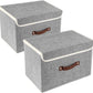 TYEERS Collapsible Storage Boxes, Washable Fabric Storage Bins with Lids, 14.9x9.8x9.8 inches, 2 Pack, Gray
