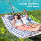 Double Hammock with Stand for Outdoor, Heavy Duty Portable Hammock with Adjustable Steel Stand for Patio, Garden, Beach, Backyard - Includes Carrying Bag,Round Gray