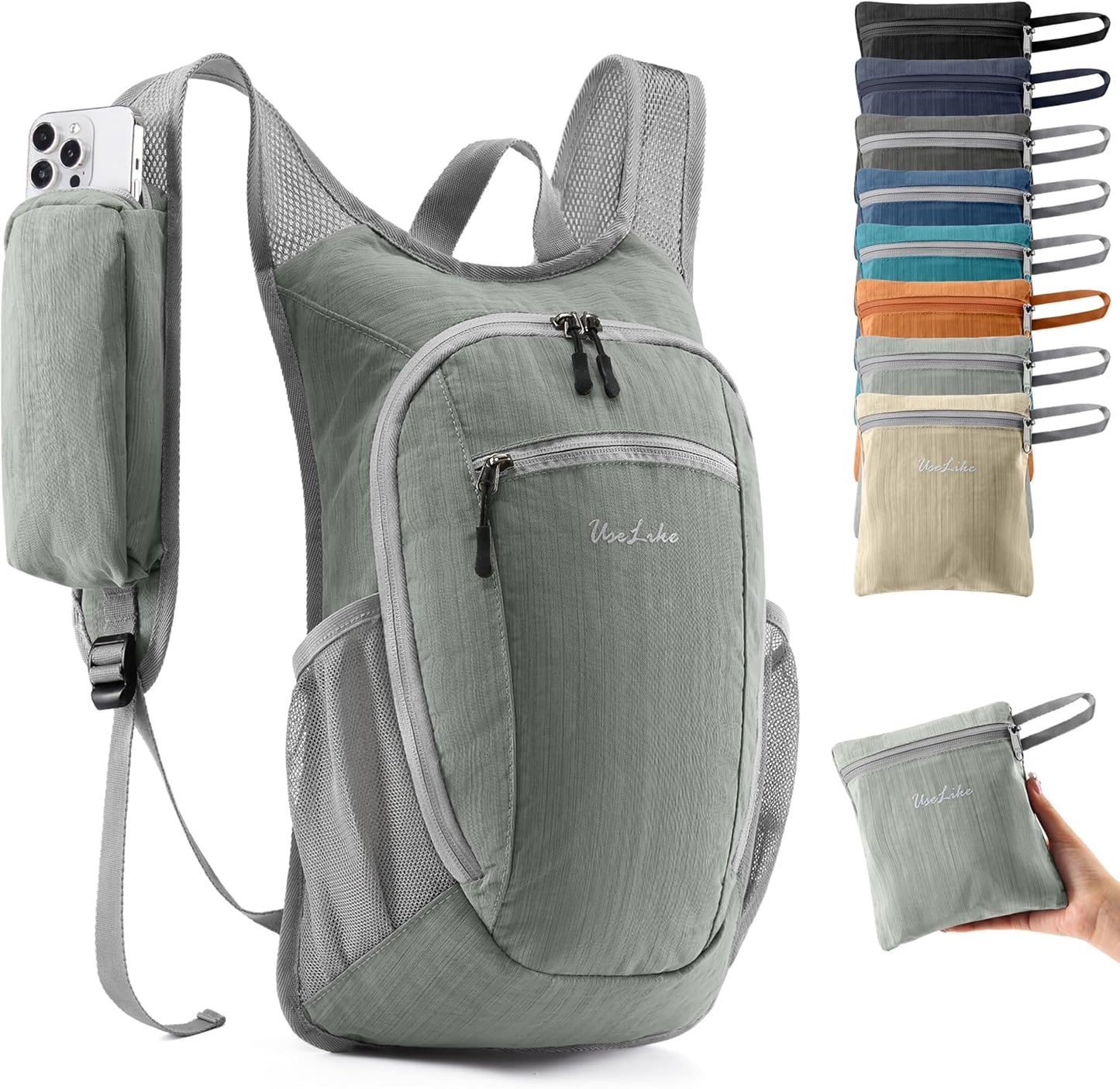 10L Small Hiking Backpack Travel Daypack Lightweight Packable Back Pack for Women Men(Light Grey) - Roamly