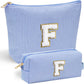 YOOLIFE Cute What Makes Up Bag - Blue Cotton Travel Essentials Cosmetic Beauty Graduation Engagement Personalized Thank You Gift For Women, Friend, Sister - Roamly