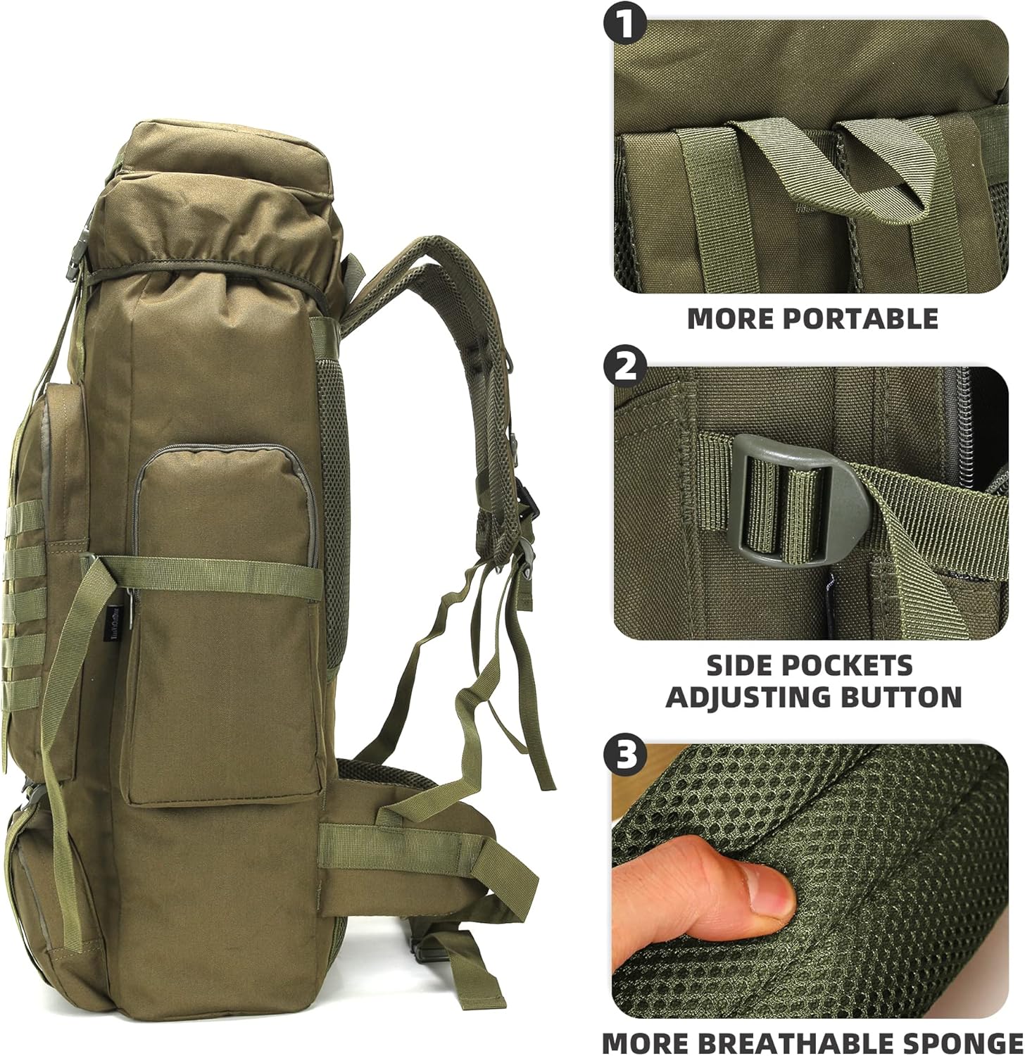 King'sGuard 70L Camping Hiking Backpack Tactical Backpack Military Molle Rucksack Backpack for Outdoor - Roamly