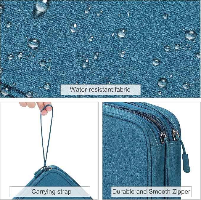 FYY Electronic Organizer, Extra Large Travel Cable Organizer Bag Pouch Portable Waterproof Double Layers All-in-One Storage Bag for iPad, Cable, Power Bank, Laptop Charger for Office/Home, Dark Green