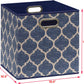 SIMPLE HOUSEWARE 11-Inch Collapsible Fabric Cube Storage Bin with Handles, Printed Design, 6 Pack, Steel Blue