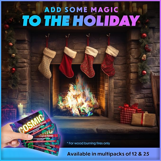 Magical Flames Fire Color Packets (12 Pack), Vibrant Multi-Color Fire for Fire Pits, Campfires, Bonfires & Fireplaces - Camping Essentials & Outdoor Party Accessories