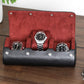 ROTHWELL Watch Roll Travel Case for 3 Watches | Tough Portable Protection, Fits All Wrist Watch & Smart Watches Up to 50mm (Black/Red)