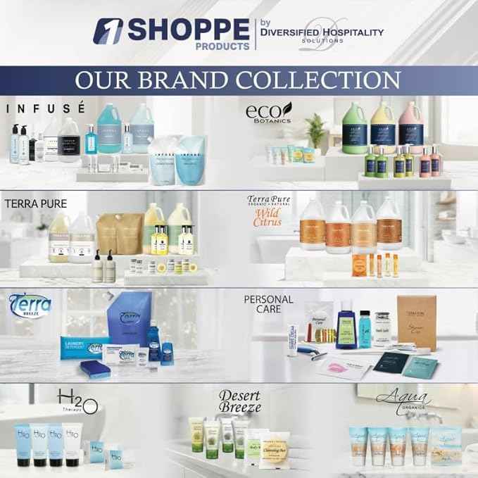 Terra Pure White Tea & Coconut Toiletries Set | 1-Shoppe Amenities Kit | 1oz Shampoo & Conditioner, Body Wash, Lotion, 1.25oz Bar Soap | Travel Size | 300 Pieces