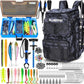 PLUSINNO Fishing Backpack with Rod Holders Tackle Box, 42L Large Water-resistant Fishing Tackle Bag Store Fishing Gear