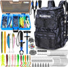 PLUSINNO Fishing Backpack with Rod Holders Tackle Box, 42L Large Water-resistant Fishing Tackle Bag Store Fishing Gear