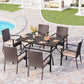PHI VILLA Outdoor Wicker Chairs Set of 6, Rattan Covered Metal Armchairs with Removable Cushion, Heavy Duty Furniture Set for Patio, Deck, Porch, Yard